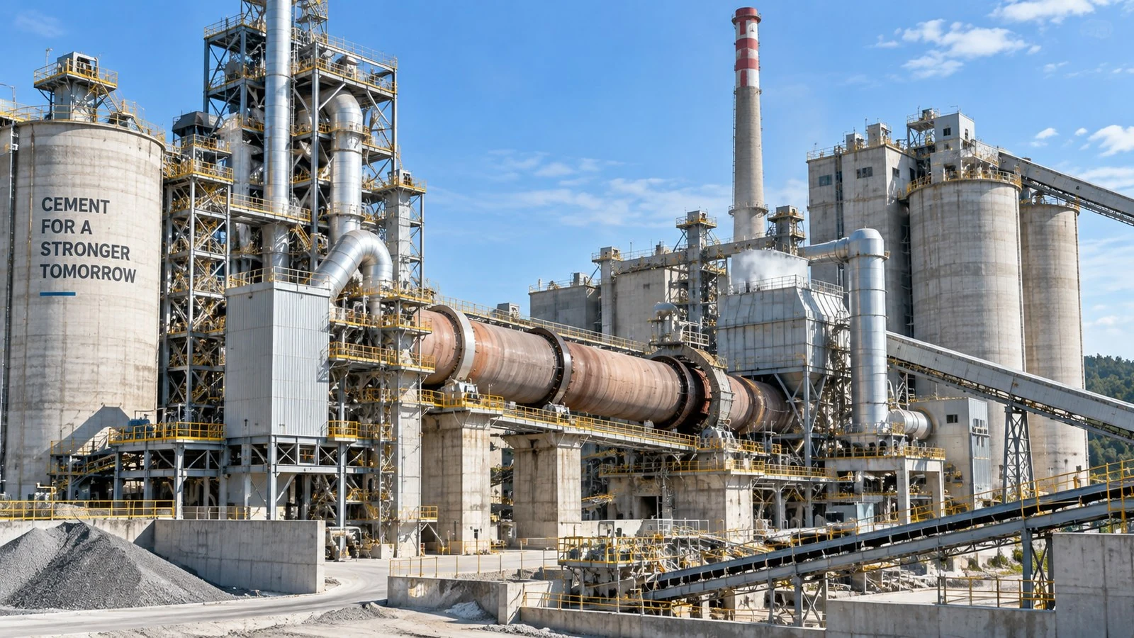 Cement plant with industrial process equipment